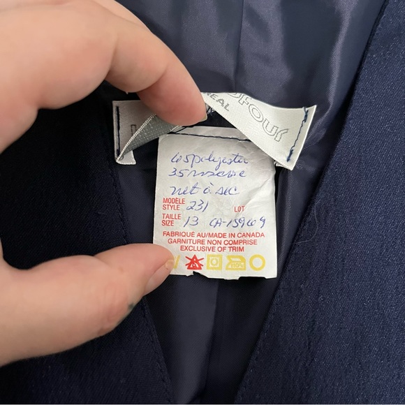 Navy Vintage 80s Ribbed Matching Blazer & Skirt Set - Picture 13 of 13